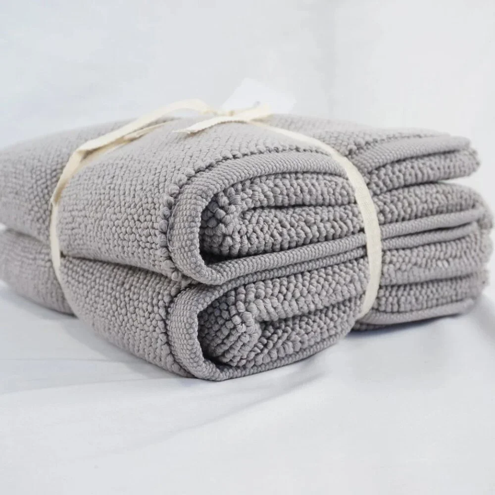 quince cotton bath mat bundle set of 2 in grey